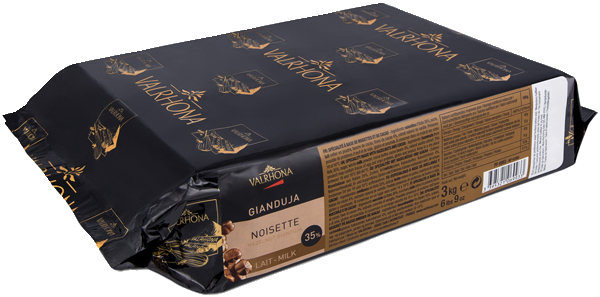 Valrhona mjölkchoklad block med hasselnöt 3 kg